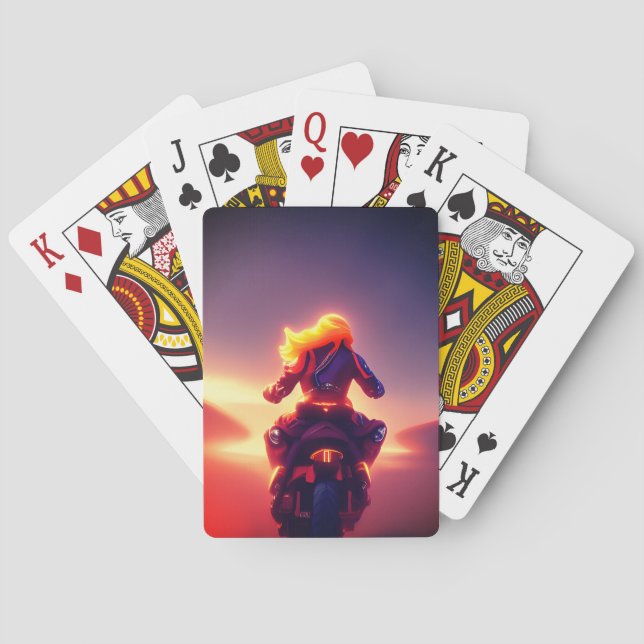 Motorcycle Lady Playing Cards (Back)