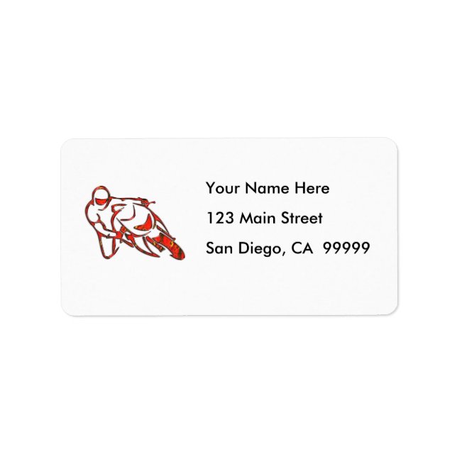 Motorcycle Logo Leaning Into Curve Red Streaks Label (Front)