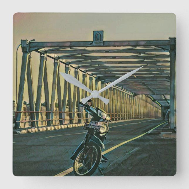 Motorcycle lover gift square wall clock (Front)