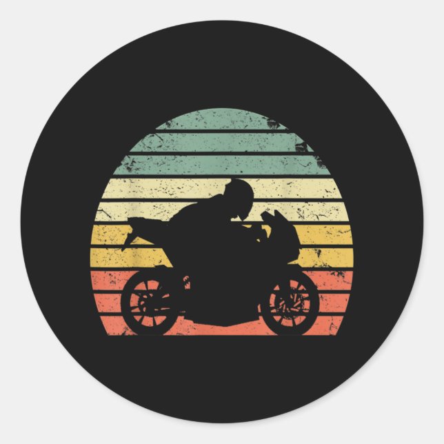 Motorcycle Lover Vintage Retro Classic Round Sticker (Front)