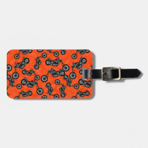 Motorcycle Lovers Biker Men Black White Pattern Luggage Tag