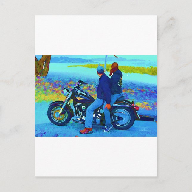 Motorcycle Lovers on the Beacg Postcard (Front)