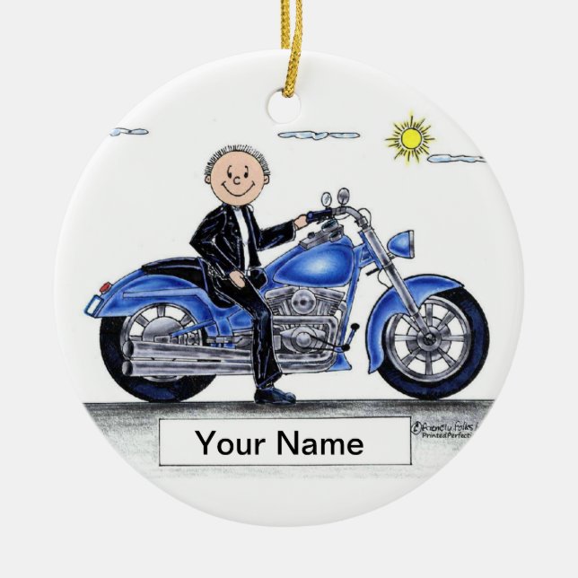 Motorcycle - Male Ceramic Tree Decoration (Front)