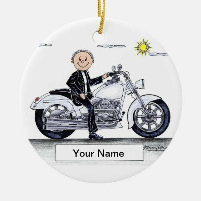 Motorcycle - Male Ceramic Tree Decoration (Front)