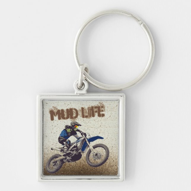 Motorcycle Man Dirt Bike Mud Life Mud Bogging Key Ring (Front)