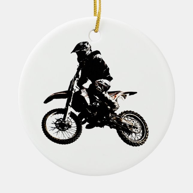 Motorcycle Motocross Ceramic Tree Decoration (Front)