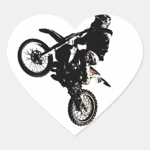 Motorcycle Motocross Heart Sticker