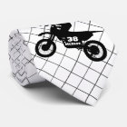 Motorcycle Motocross Racing on Black Check Necktie