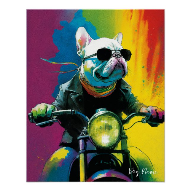 Motorcycle, Motorbike - Anime French Bulldog 003 Poster (Front)