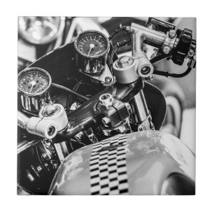 Motorcycle Motorbike Biker Ride Rider Monochrome Tile