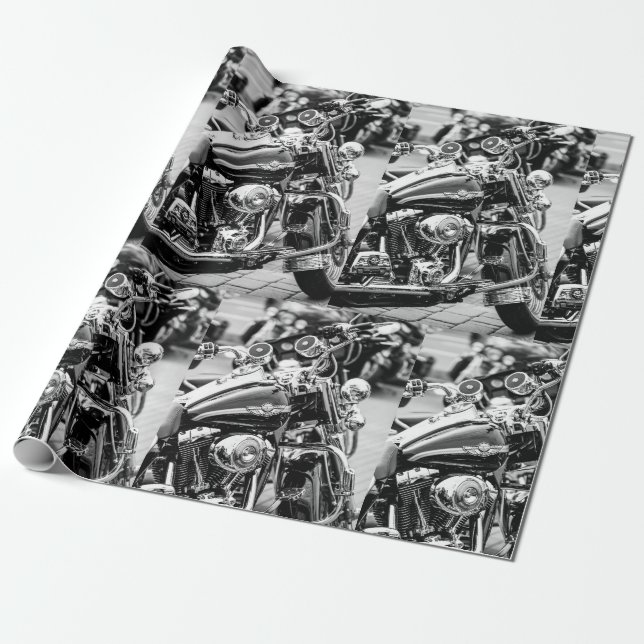 Motorcycle Motorbike Bikers Ride Riders Details Wrapping Paper (Unrolled)