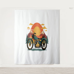 Motorcycle Motorbike Retro Vintage Sunset Tapestry