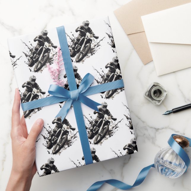 Motorcycle Motorcross Dirt Bike Wrapping Paper (Gifting)