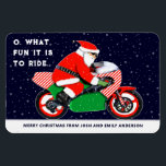 Motorcycle Motorcyclist Biker Christmas Cards Magnet<br><div class="desc">Funny motorcycle Christmas design and line featuring racing Santa Claus motorcyclist.</div>