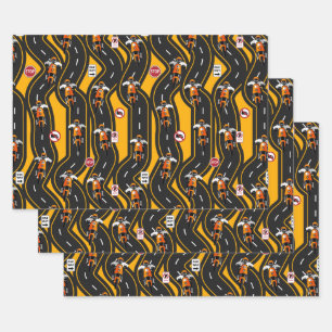 Motorcycle Motorcyclist Rider Road Motocross Wrapping Paper Sheet