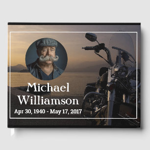 Motorcycle Near Water Photo Celebration of Life Gu Guest Book