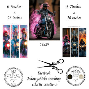 Motorcycle Neon Pink Flame Rider Decoupage Wrapping Paper Sheet