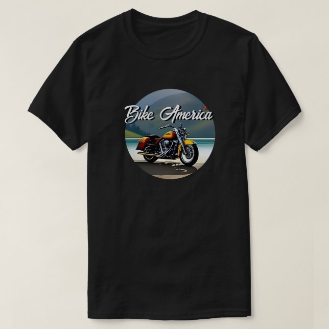  Motorcycle Parked near Lake T-Shirt (Design Front)