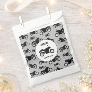 Motorcycle Pattern Customised Name Birthday Favour Bags