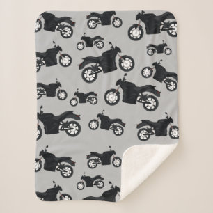Motorcycle Pattern  Sherpa Blanket