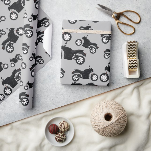 Motorcycle Pattern Wrapping Paper (Crafts)