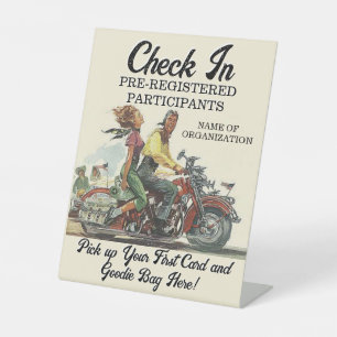 Motorcycle Poker Run Personalised Event Check In Pedestal Sign