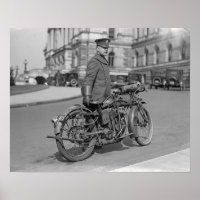 Motorcycle Police Officer, 1924. Vintage Photo