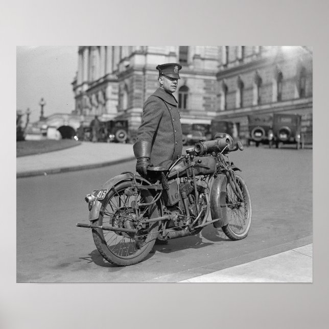 Motorcycle Police Officer, 1924. Vintage Photo Poster (Front)