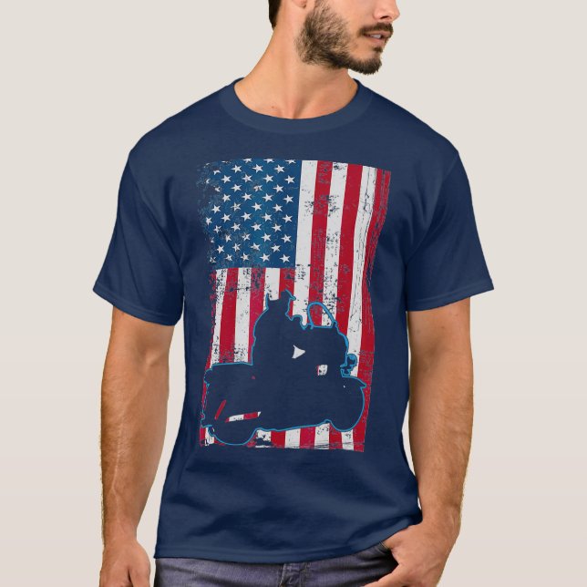 Motorcycle Police Shirt - Flag Patriotic Thin (Front)
