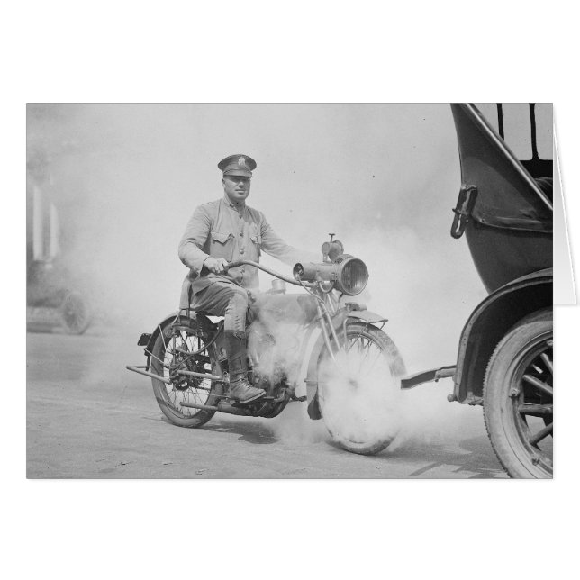 Motorcycle Policeman on Duty, 1923 (Front Horizontal)