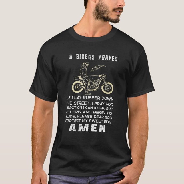Motorcycle Prayer Bikers Prayer Biking Motorcyclin T-Shirt (Front)