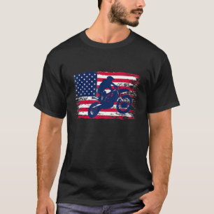 Motorcycle Proud Biker America Flag Patriotic 2 T-Shirt