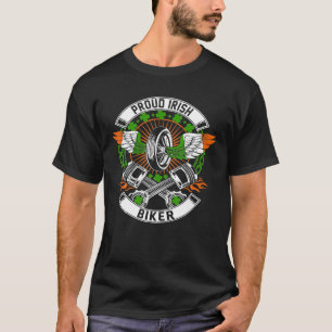 Motorcycle Proud Irish Biker Distressed St T-Shirt