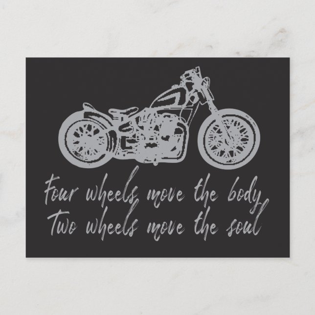 Motorcycle quote for bikers Four Wheels Postcard (Front)