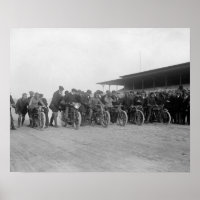 Motorcycle Races, 1915. Vintage Photo