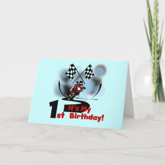 Motorcycle Racing 1st Birthday Tshirts and Gifts Card