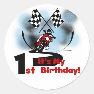 Motorcycle Racing 1st Birthday Tshirts and Gifts Classic Round Sticker