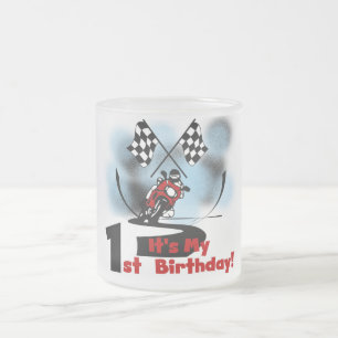 Motorcycle Racing 1st Birthday Tshirts and Gifts Frosted Glass Coffee Mug