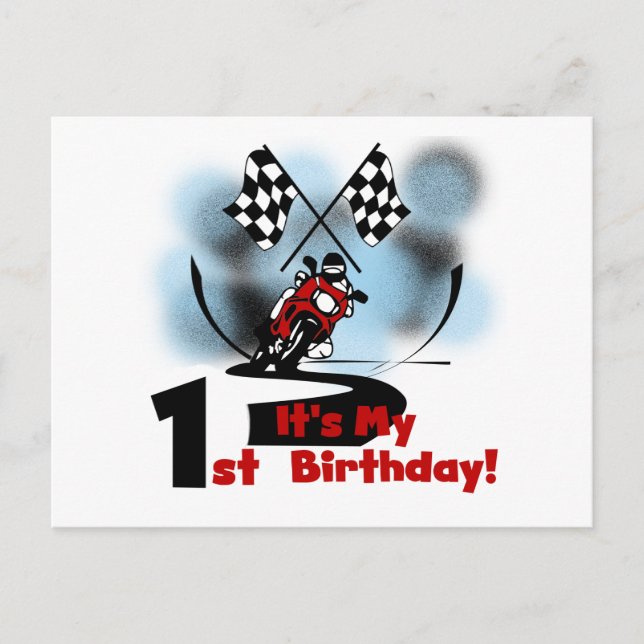 Motorcycle Racing 1st Birthday Tshirts and Gifts Postcard (Front)