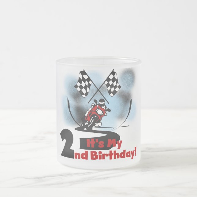 Motorcycle Racing 2nd Birthday Tshirts and Gifts Frosted Glass Coffee Mug (Center)
