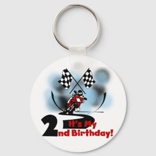 Motorcycle Racing 2nd Birthday Tshirts and Gifts Key Ring