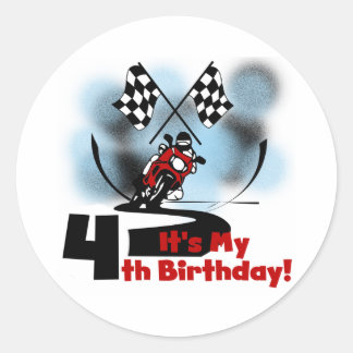 Motorcycle Racing 4th Birthday Tshirts Classic Round Sticker