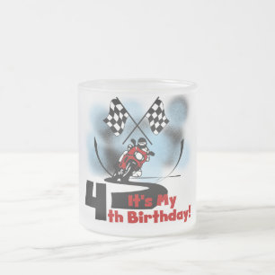 Motorcycle Racing 4th Birthday Tshirts Frosted Glass Coffee Mug