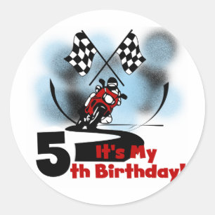 Motorcycle Racing 5th Birthday Classic Round Sticker