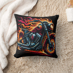 Motorcycle racing down a dark highway cushion