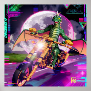 Motorcycle Racing Dragon Poster