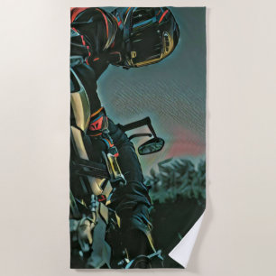 motorcycle racing lover gift beach towel