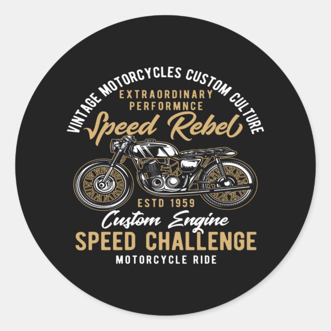 Motorcycle Rebel Classic Round Sticker (Front)