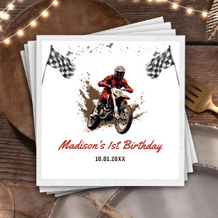 Motorcycle Red Dirt Bike Birthday Party Napkins