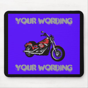 Motorcycle red road bike mousepad (add wording)